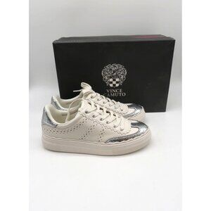 Vince Camuto Jenlie Coconut Cream Silver Sneakers Women's Size 7.5M NEW